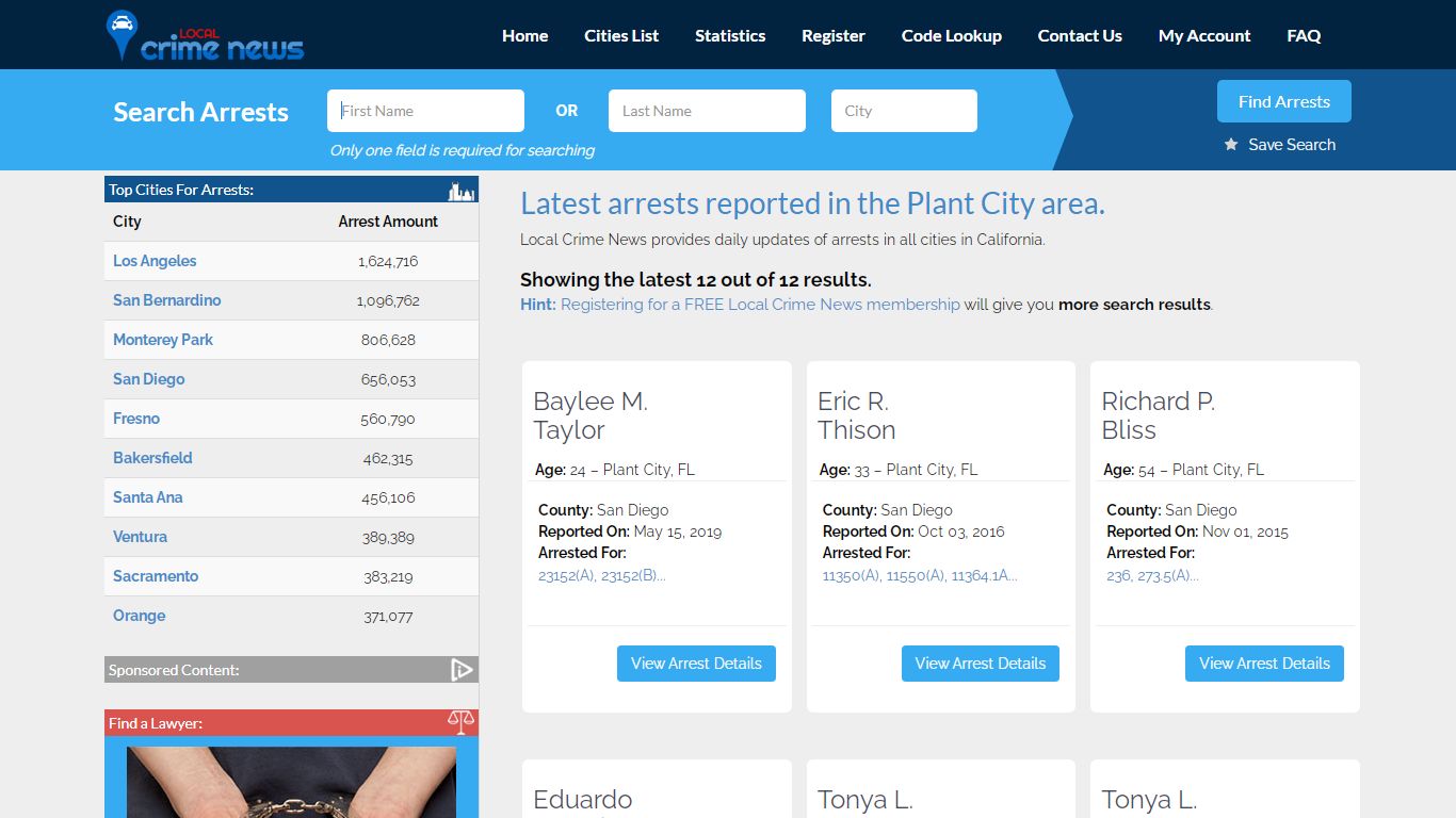 Plant City California Arrest Records | Local Crime News