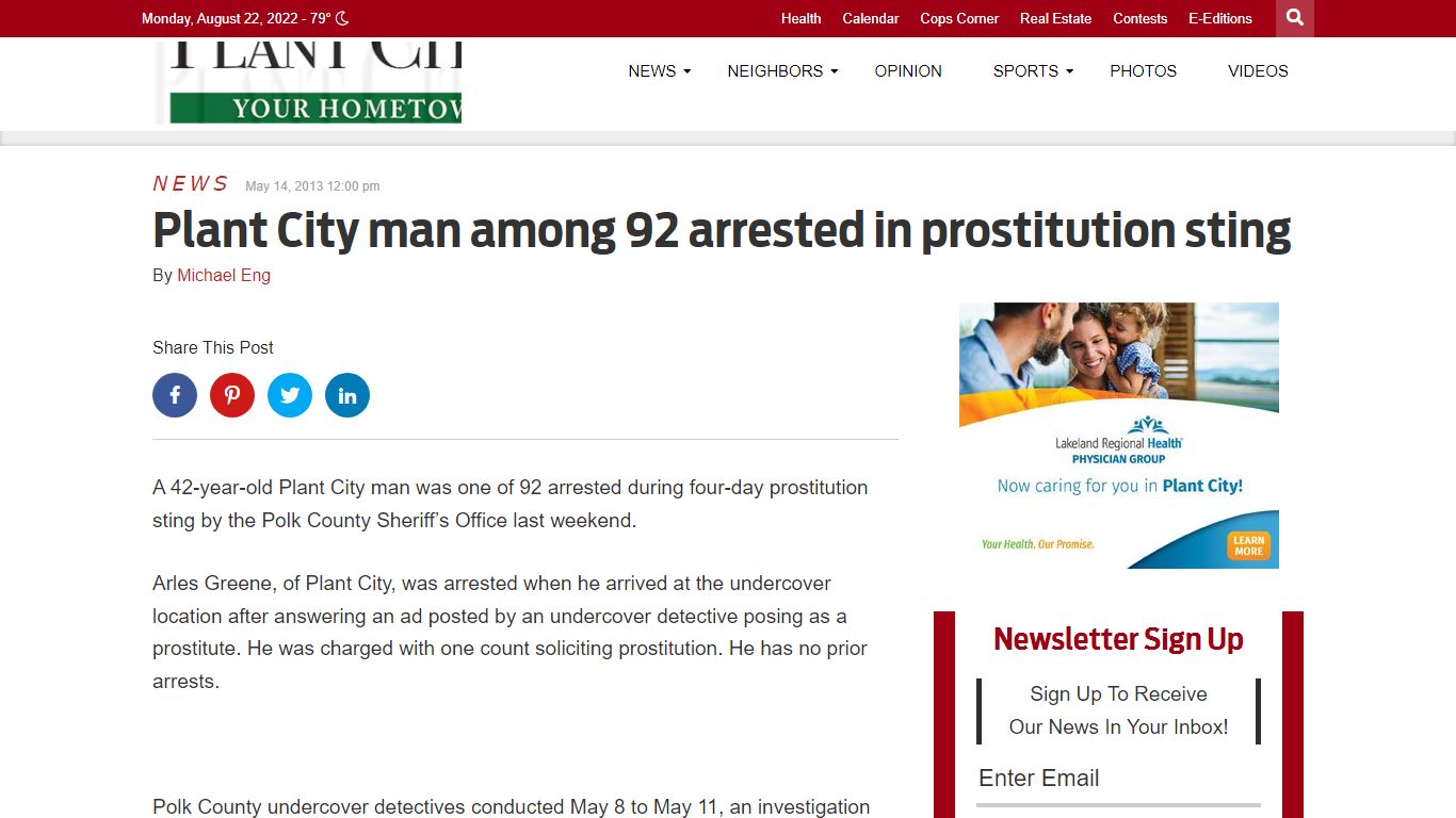 Plant City man among 92 arrested in prostitution sting